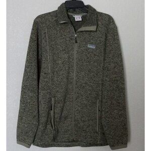 AVALANCHE Sweater Jacket Warm Heavy Green Tweed Zip Cardigan w/Pockets Men's L